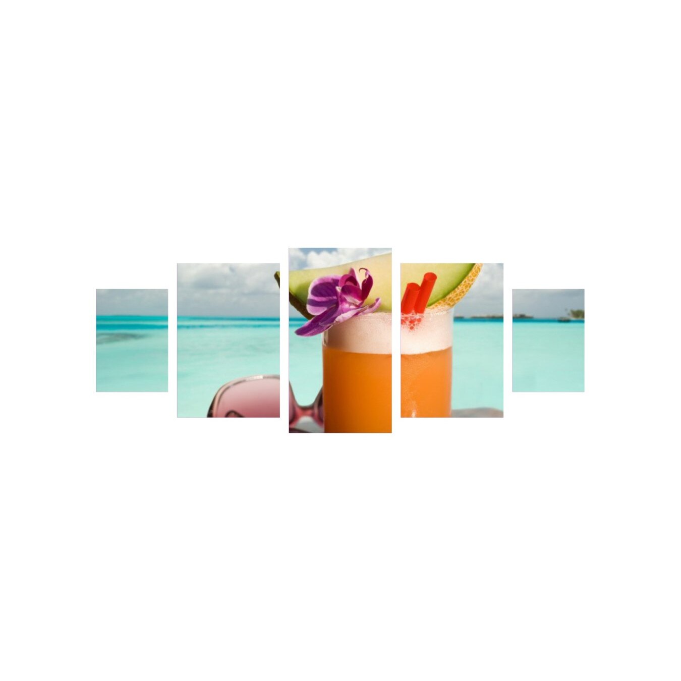 Tablou multicanvas 5 piese 220x90 cm, Food and Drinks model 110