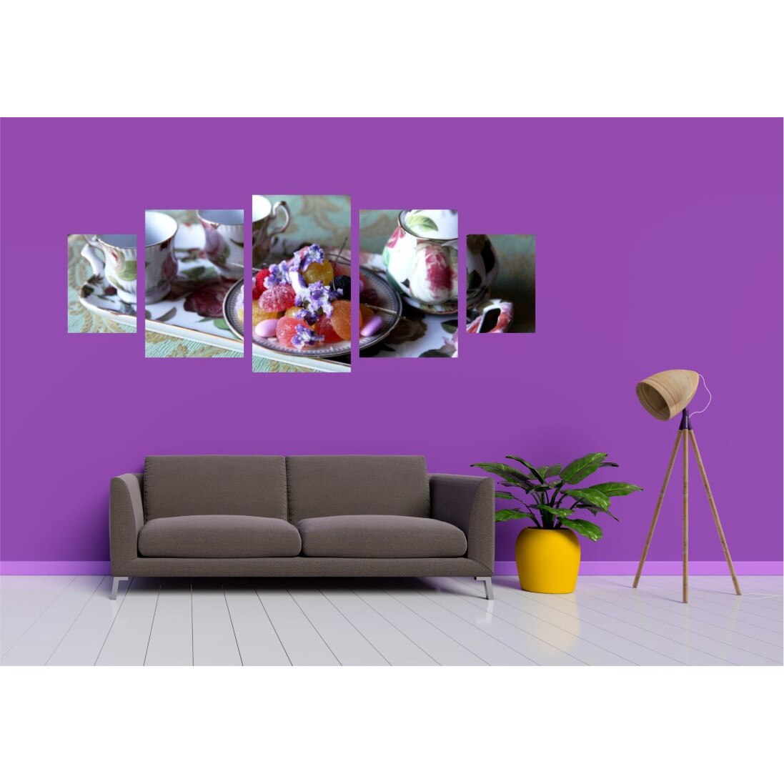 Tablou multicanvas 5 piese 220x90 cm, Food and Drinks model 116