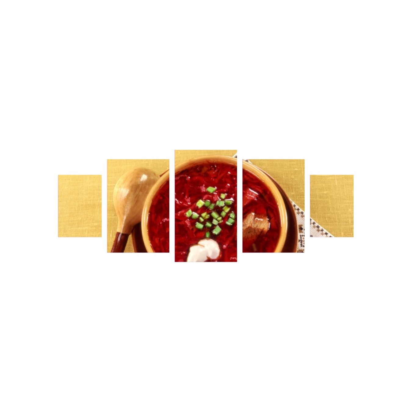 Tablou multicanvas 5 piese 220x90 cm, Food and Drinks model 150