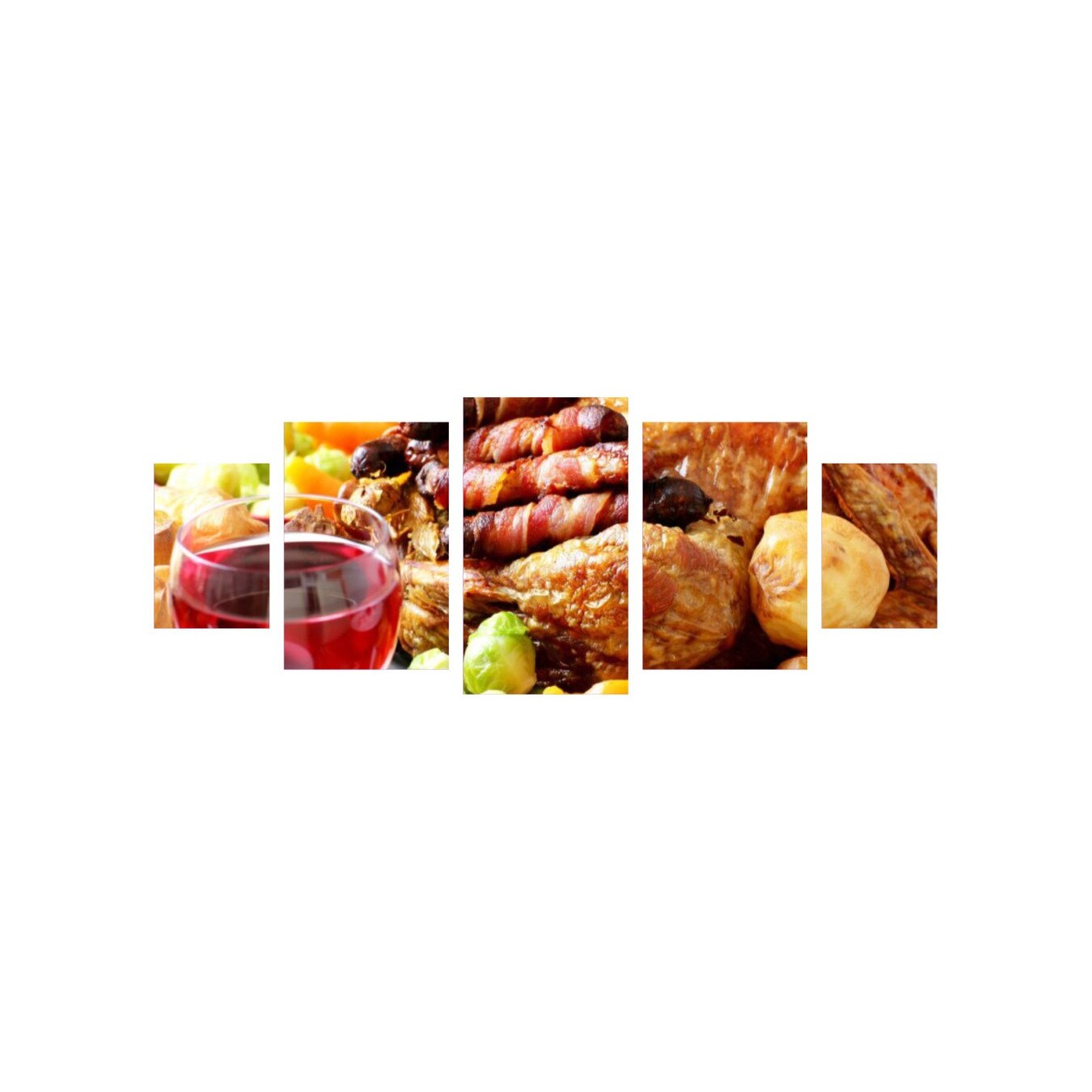 Tablou multicanvas 5 piese 220x90 cm, Food and Drinks model 130