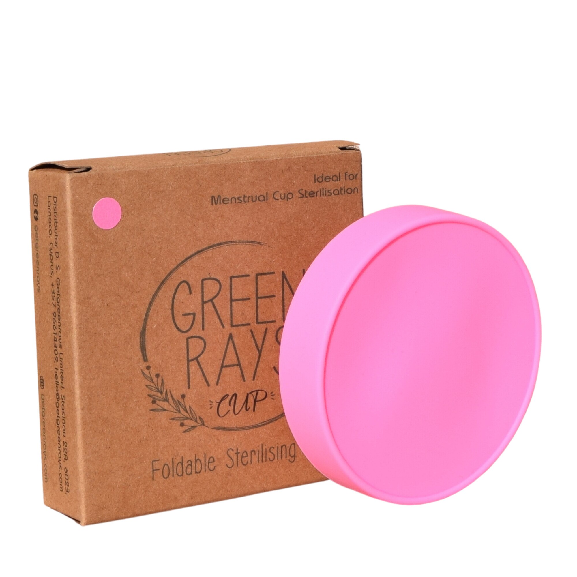 Sterilizator pliabil pentru cupa menstruala, Green Rays, Roz, 7 x 8 cm