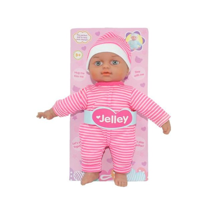Magic Toys 3977968 Jelley baba csíkos ruhában 25cm Többszínű