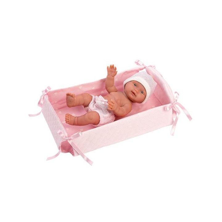 Llorens 5263004 Llorens: Bebita 26cm-es kislány baba kisággyal Többszínű