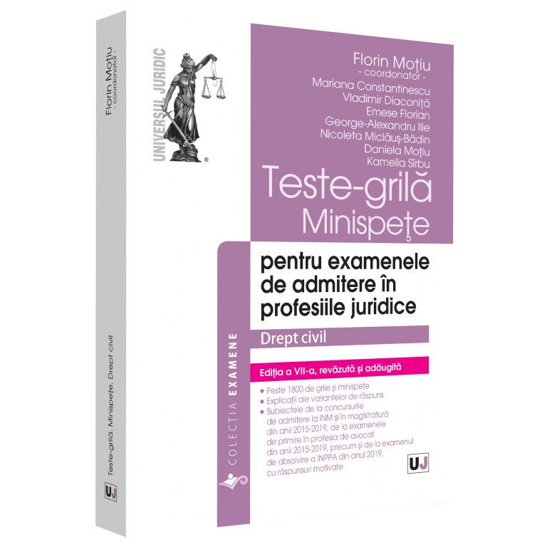 Teste-grila, minispete pentru examenele de admitere in profesiile juridice. drept civil, ed. a VII-a, Florin Motiu