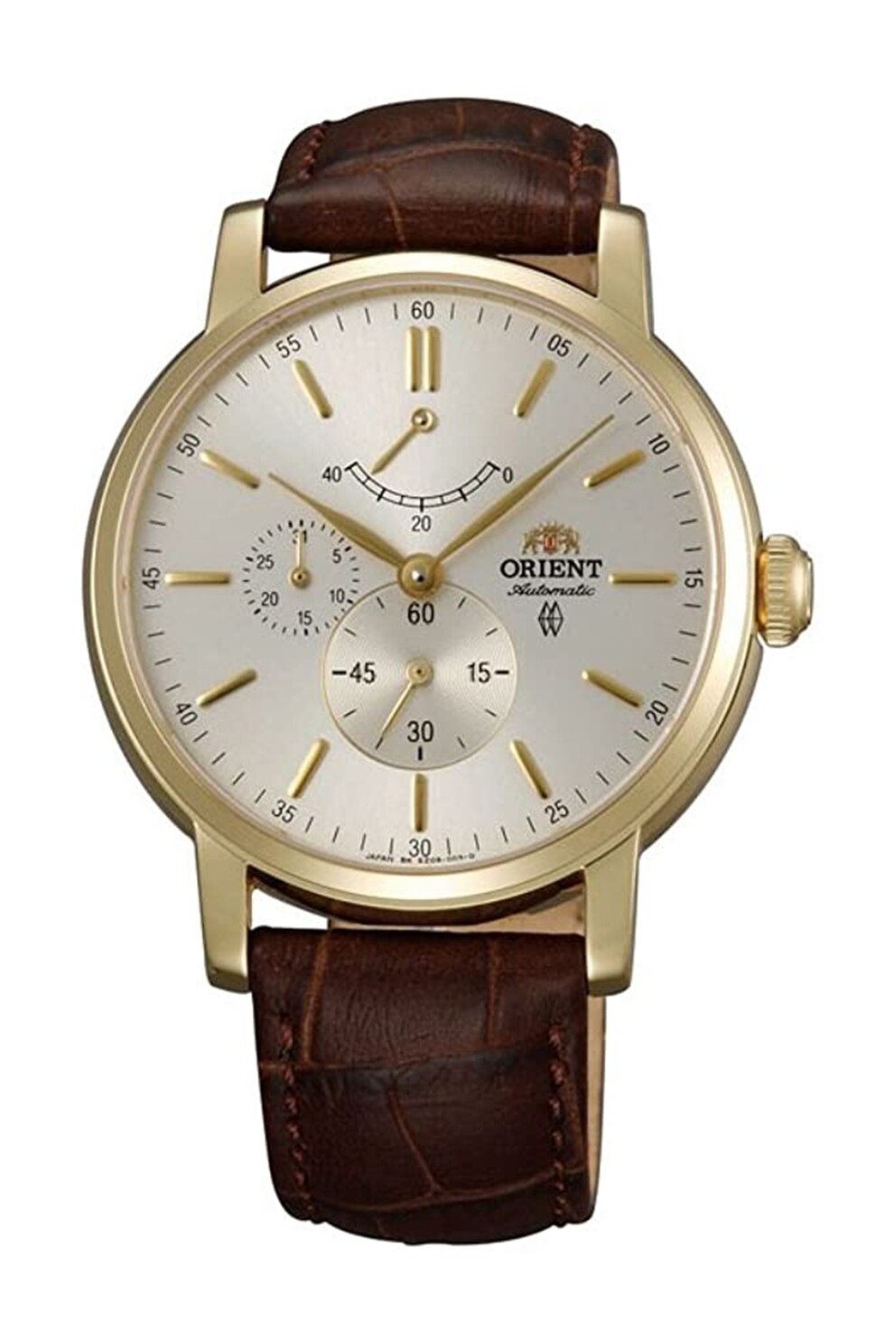 ORIENT, Ceas automatic cu o curea din piele, Maro/auriu