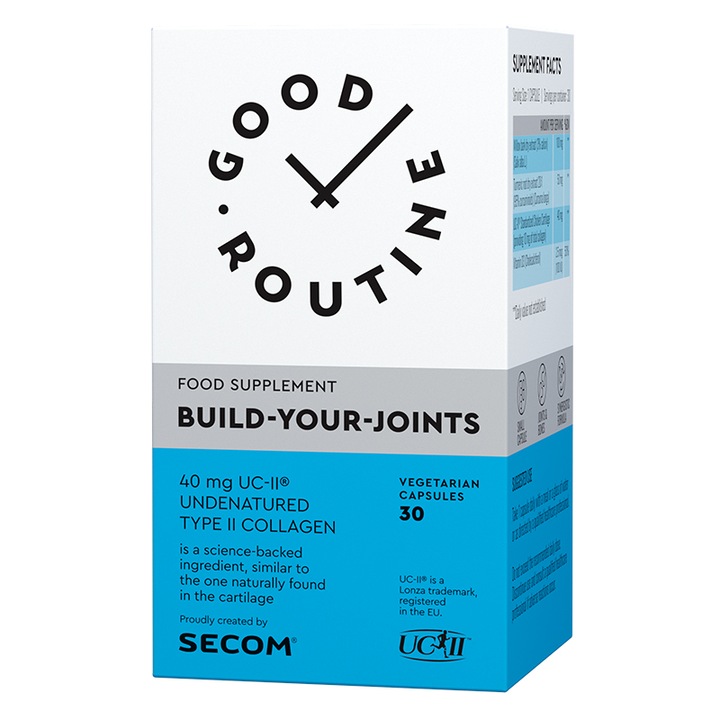 Supliment alimentar Build Your Joints cu Colagen patentat UC-II®, Good Routine by Secom, 30 capsule