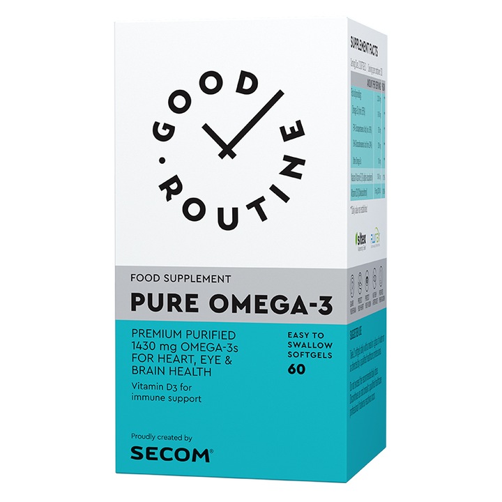 Хранителна добавка Pure Omega 3 с Omega-3 мастни киселини, 60 капсули Good Routine от Secom