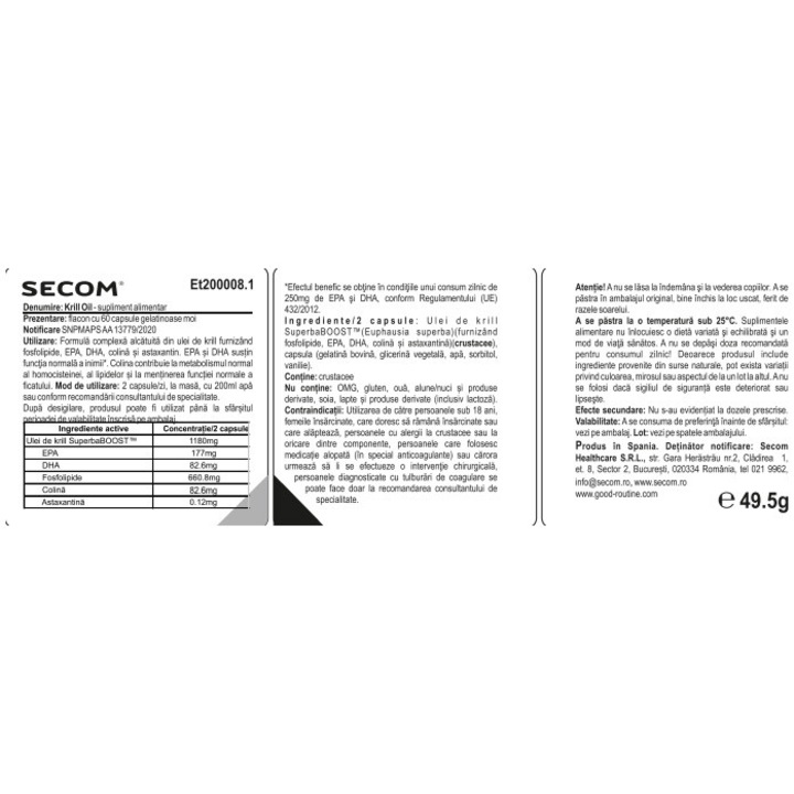 Supliment alimentar Krill Oil, 60 capsule Good Routine by Secom - eMAG.ro