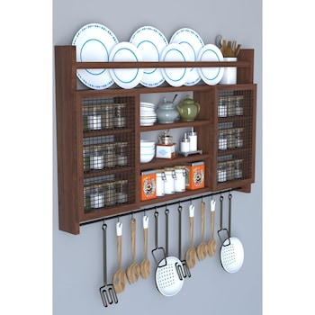 Raft de perete pentru bucatarie, Pro Ekin Homs, 100x60x8.5 cm, lemn natur Raft de perete pentru bucatarie, Pro Ekin Homs, 100x60x8.5 cm, lemn natur