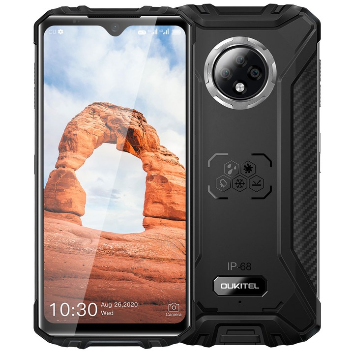 Смартфон Oukitel WP8 PRO, Тройна фотокамера 16MP, 5000mAh, 6.4-inch HD+, Octa-Core Helio A25, 4GB RAM, 64GB, NFC, IP68&IP69, DualSIM, Android 10, черно