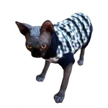 Pulover lana angora, negru/alb, caini/ pisici, marime S 26-29 CM Pulover lana angora, negru/alb, caini/ pisici, marime S 26-29 CM