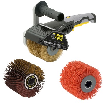 Set REX120C cu 3 perii - Masina cu perie de slefuit, polisat, slefuire suprafete curbe, 1300W, FarTools Set REX120C cu 3 perii - Masina cu perie de slefuit, polisat, slefuire suprafete curbe, 1300W, FarTools