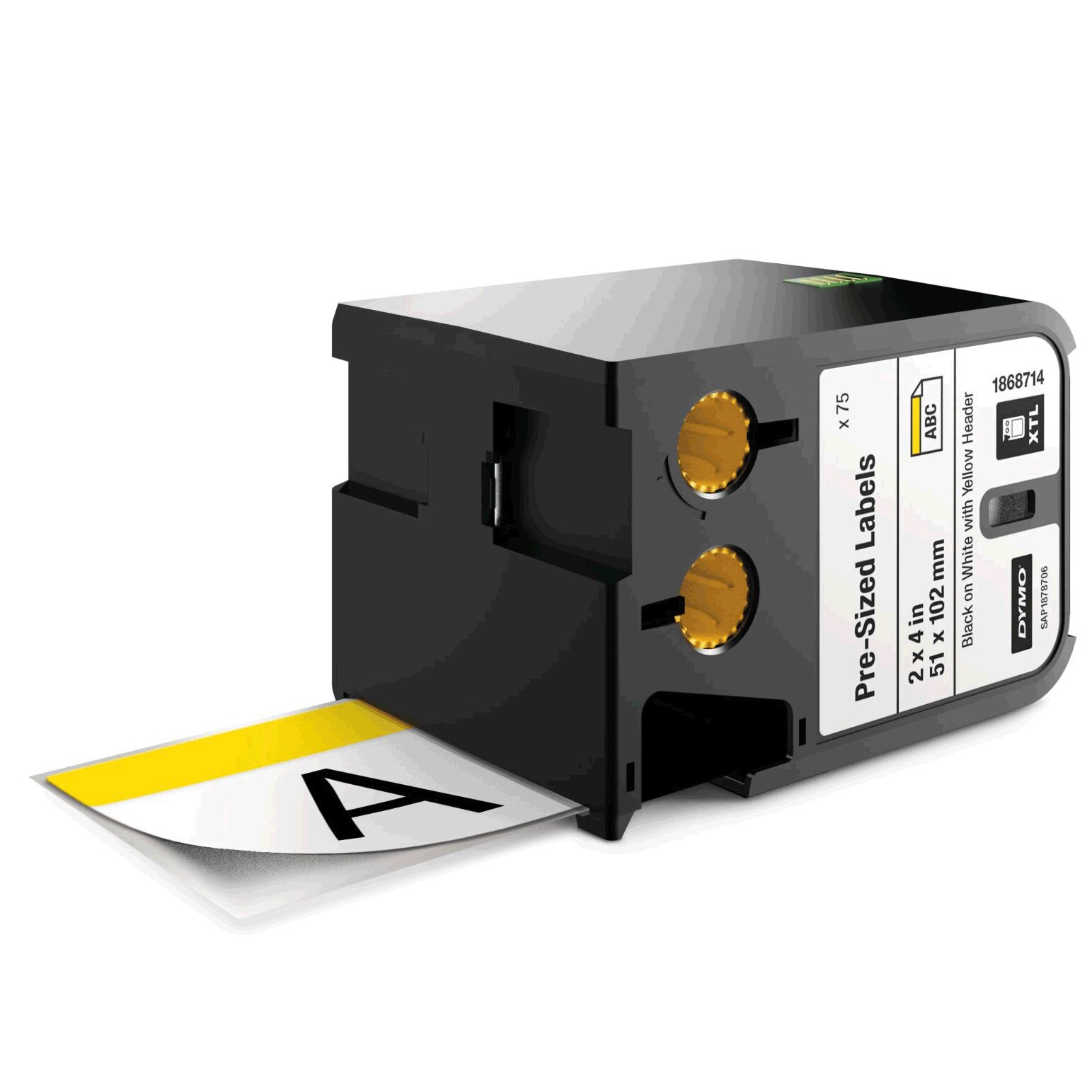 DYMO XTL etichete autoadezive semnalizare, header galben, 51mm x 102mm, 1868714