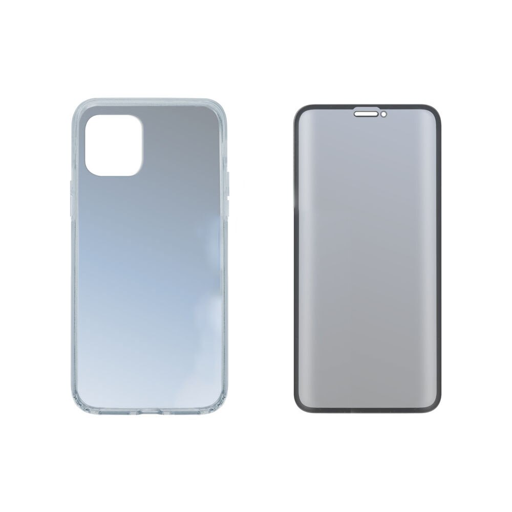 Set de husa subtire din silicon si protectie din sticla cu margini curbate 4smarts 360°, pentru iPhone 11, transparent