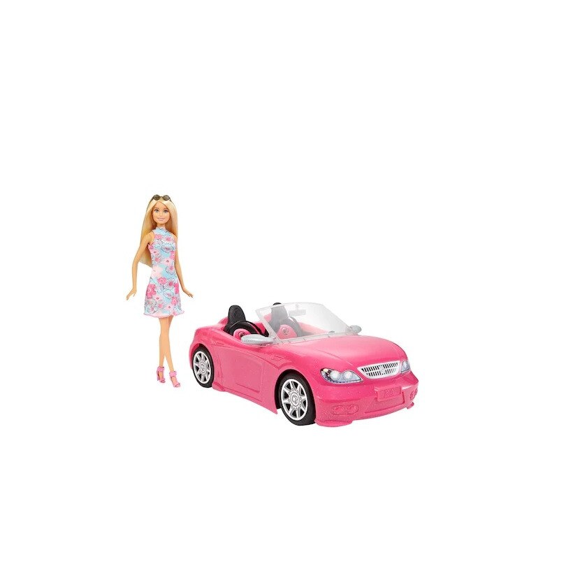 Set papusa Barbie si masina decapotabila roz