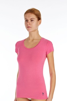 U.S. Polo Assn., Tricou de casa cu logo discret, Fucsia U.S. Polo Assn., Tricou de casa cu logo discret, Fucsia