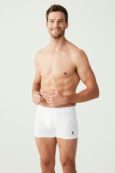 U.S. Polo Assn., Set de boxeri din amestec de modal, cu logo discret - 3 perechi, Alb U.S. Polo Assn., Set de boxeri din amestec de modal, cu logo discret - 3 perechi, Alb