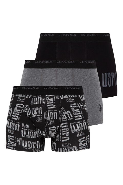 U.S. Polo Assn., Set de boxeri - 3 perechi, Negru/Gri melange