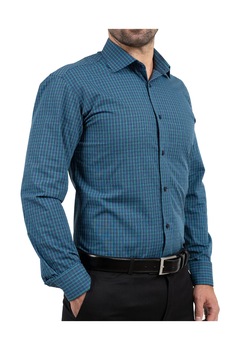 Camasa slim bleumarin cu carouri verzi Camasa slim bleumarin cu carouri verzi