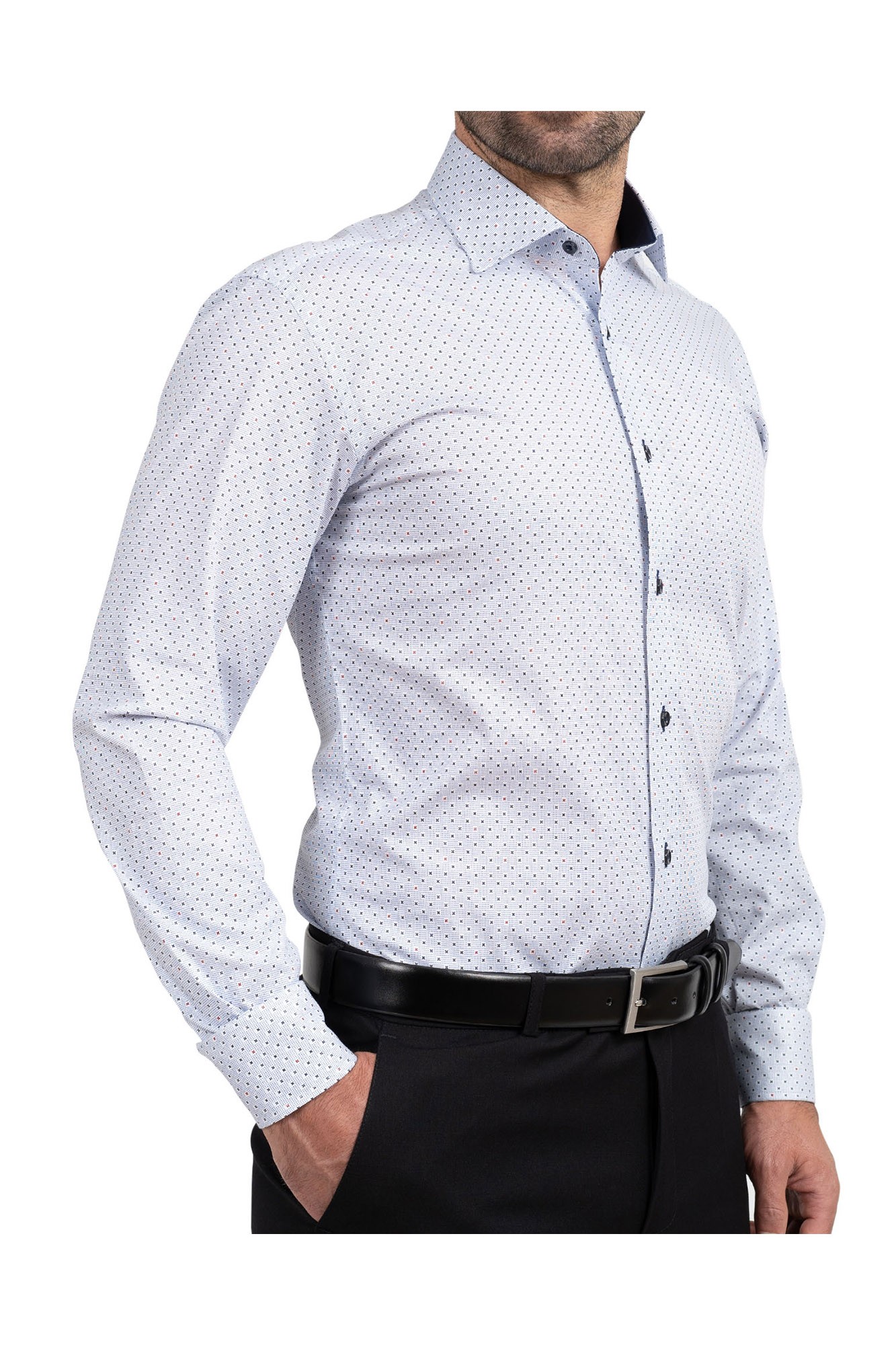 Camasa slim cu imprimeu mixt