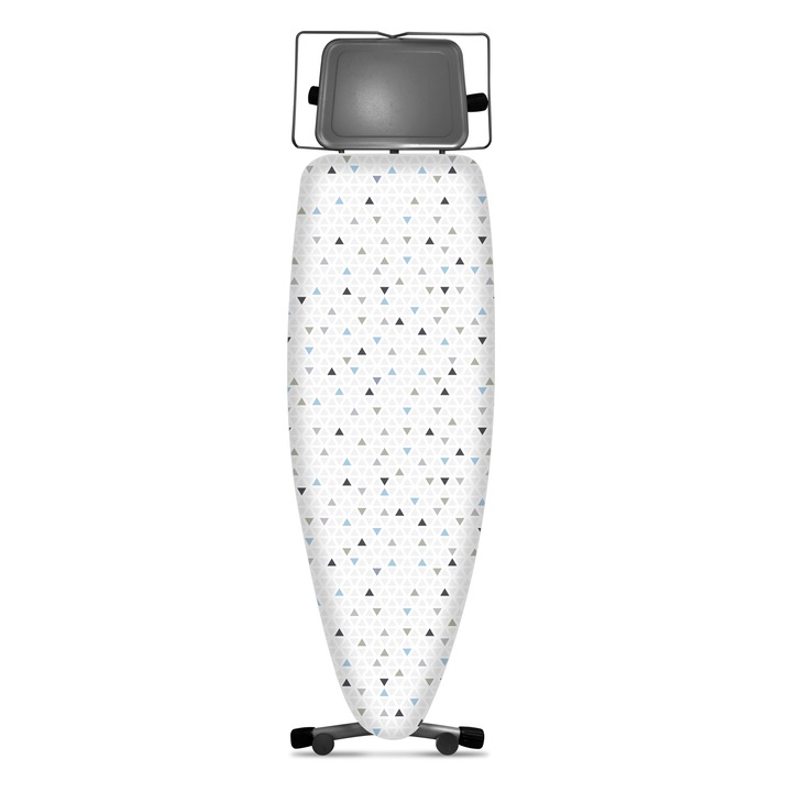 Дъска за гладене Taurus ARGENTA ELEGANCE, 130×47 см, регулируема 60 - 98 см, гладене в изправено или седнало положение, сгъваема опора за гладачна станция, здрава и стабилна, опора за закачалки, плот от стоманена мрежа