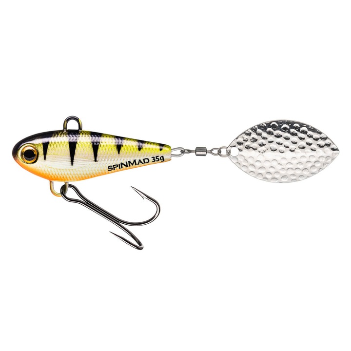 Spinner Spinmad Turbo 10cm, 35gr, culoarea Yellow Perch pentru pescuitul la avat, salau sau somn