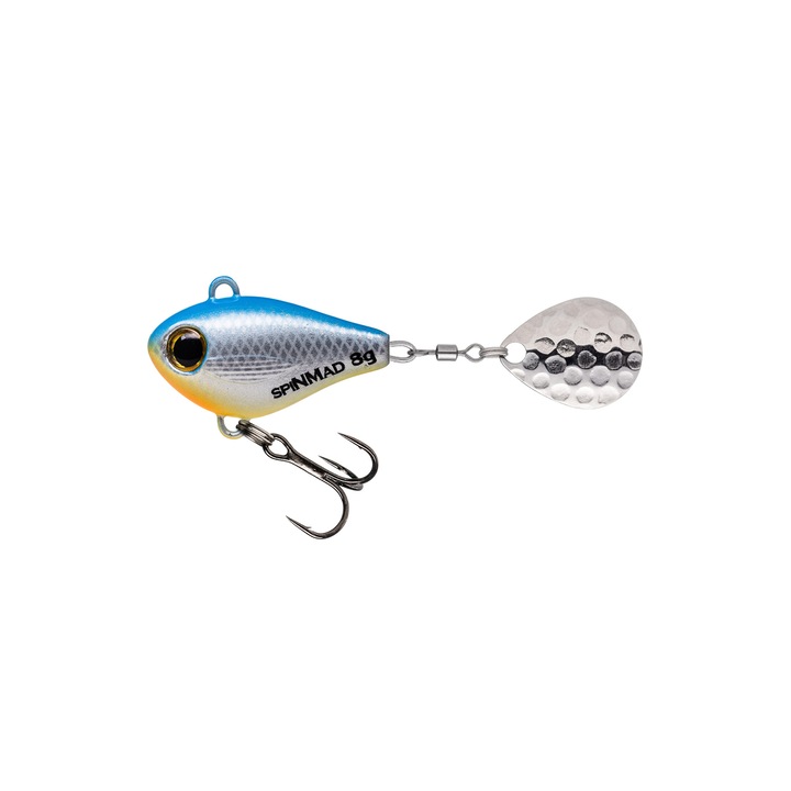 Spinner Spinmad Jigmaster 7cm, 8gr, culoarea Blue Silver pentru pescuitul la avat, stiuca, salau, biban