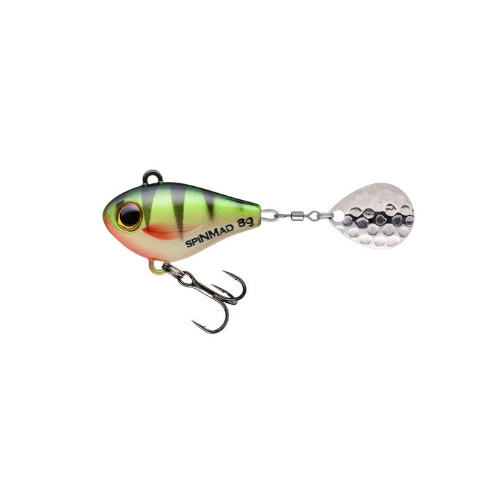 Spinner Spinmad Jigmaster 7cm, 8gr, culoare Perch pentru pescuitul la avat, stiuca, salau, biban