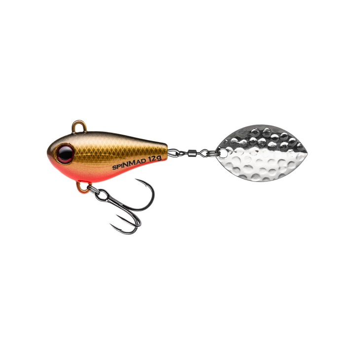 Spinner Spinmad Jigmaster 8cm, 12gr, culoare Goldfish pentru pescuitul la avat, salau, stiuca sau biban