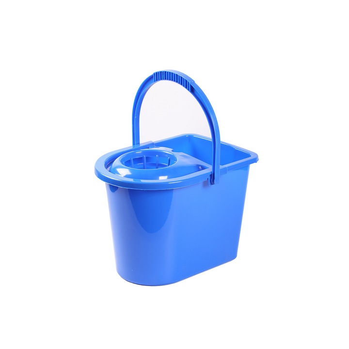 Galeata semiovala 14 litri, cu storcator si maner plastic, albastra