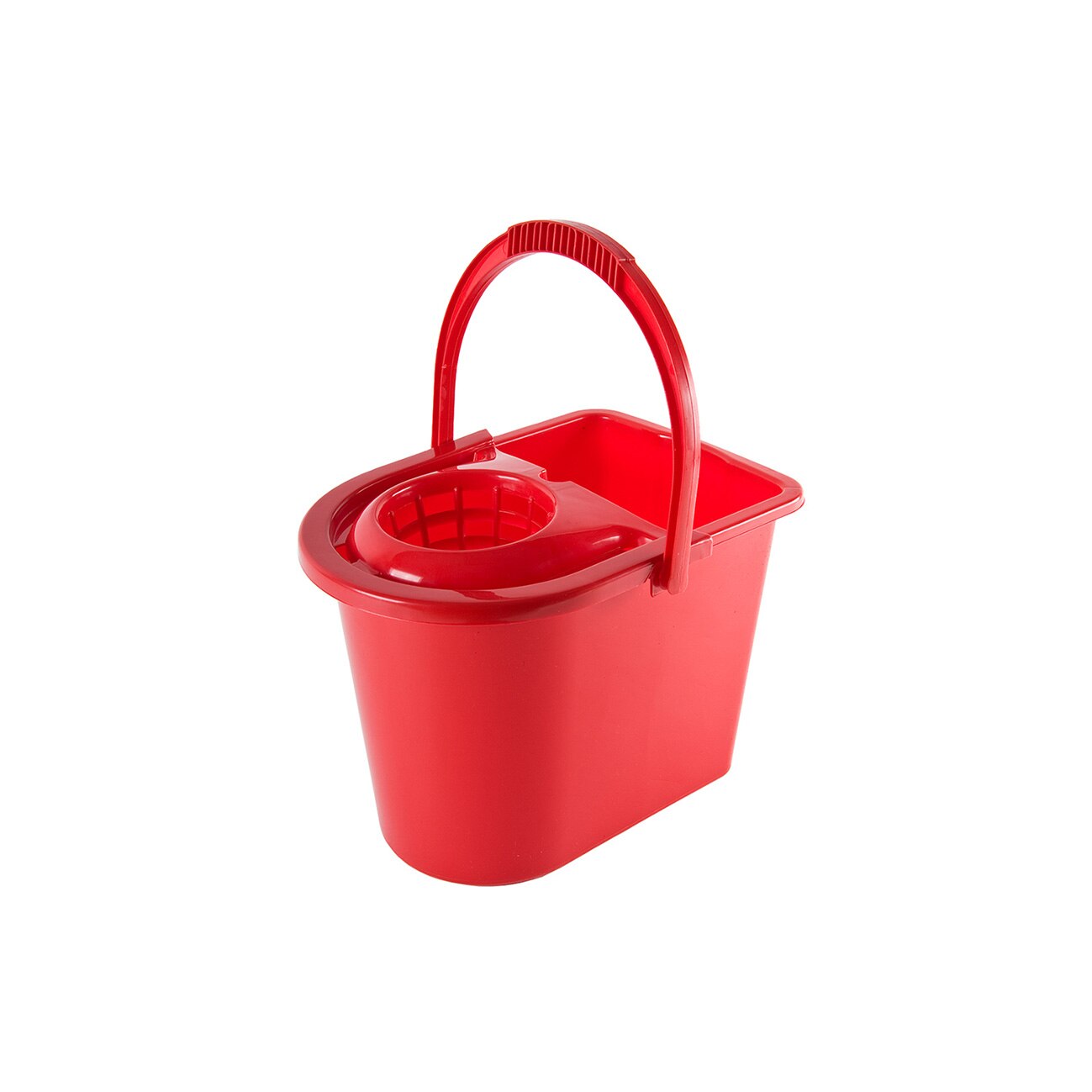 Galeata semiovala 14 litri, cu storcator si maner plastic, rosie