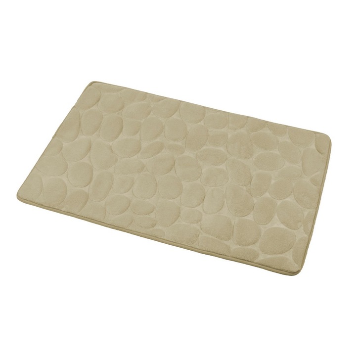 Bézs színű poliészter fürdőszobai szőnyeg AWD02161142, 80 x 50 x0,5 cm