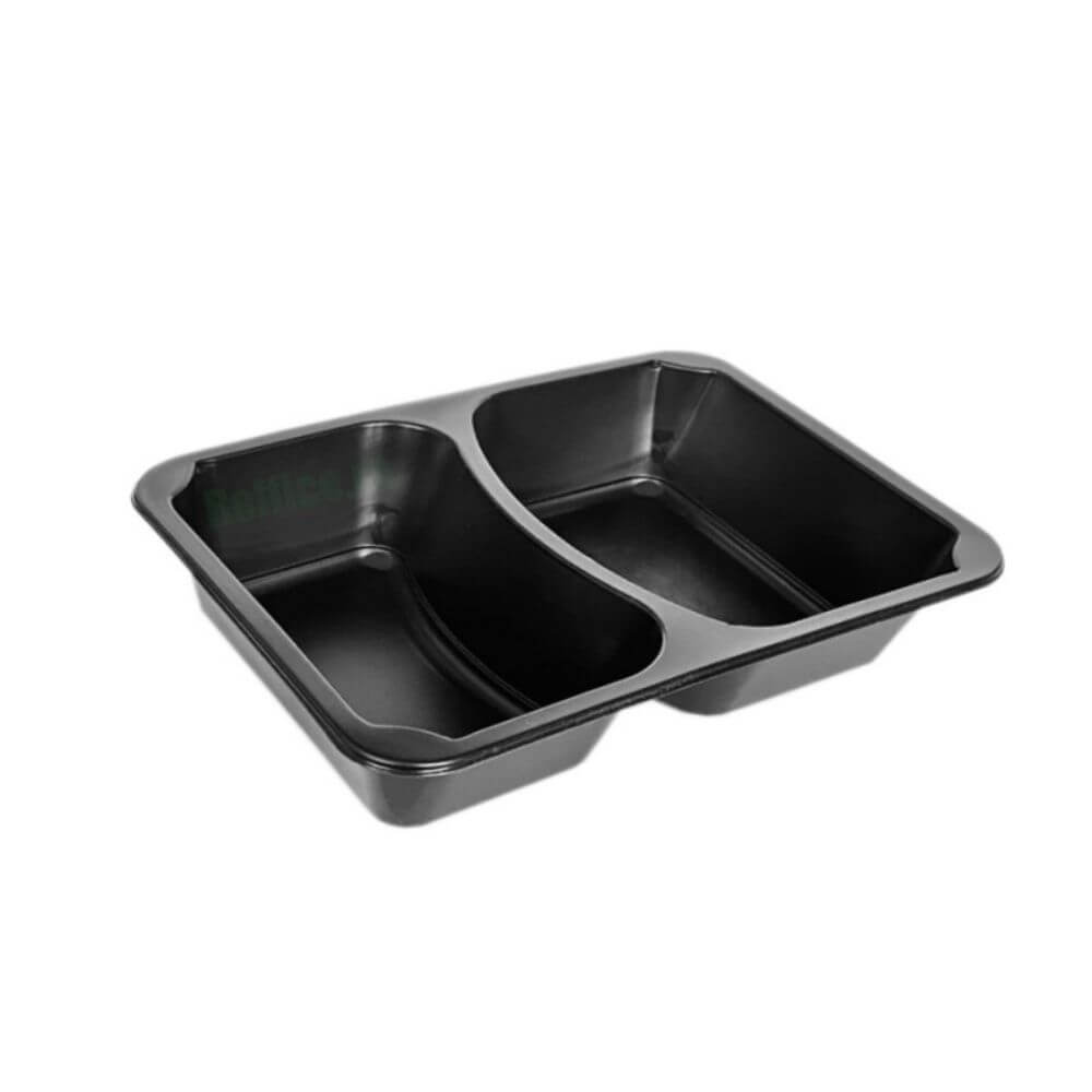 Set 350 Caserole, 227x178x50 mm, 2 Compartimente, Plastic Negru