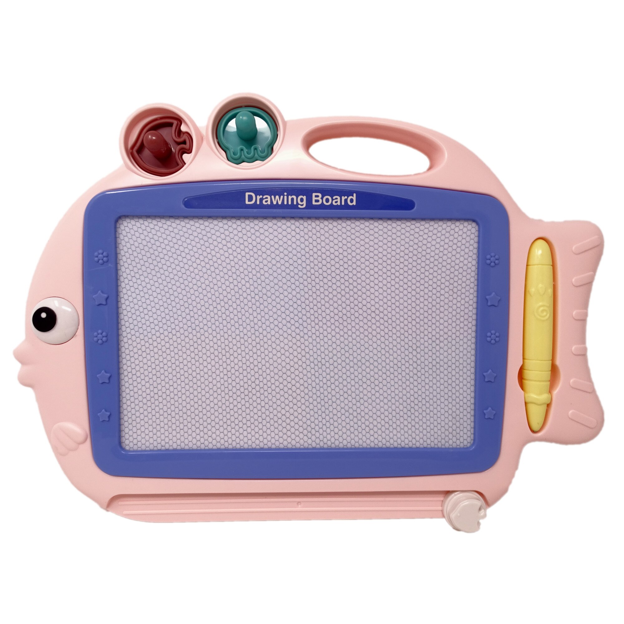 Tablita magnetica Salamandra Kids 2 in 1 cu creion si 2 stampile, Roz