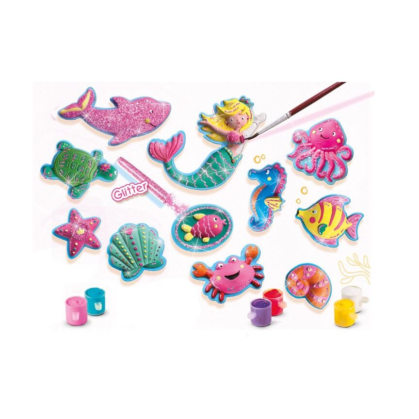 Set pictura si desen Ses Creaza si picteaza - Viata marina sclipic