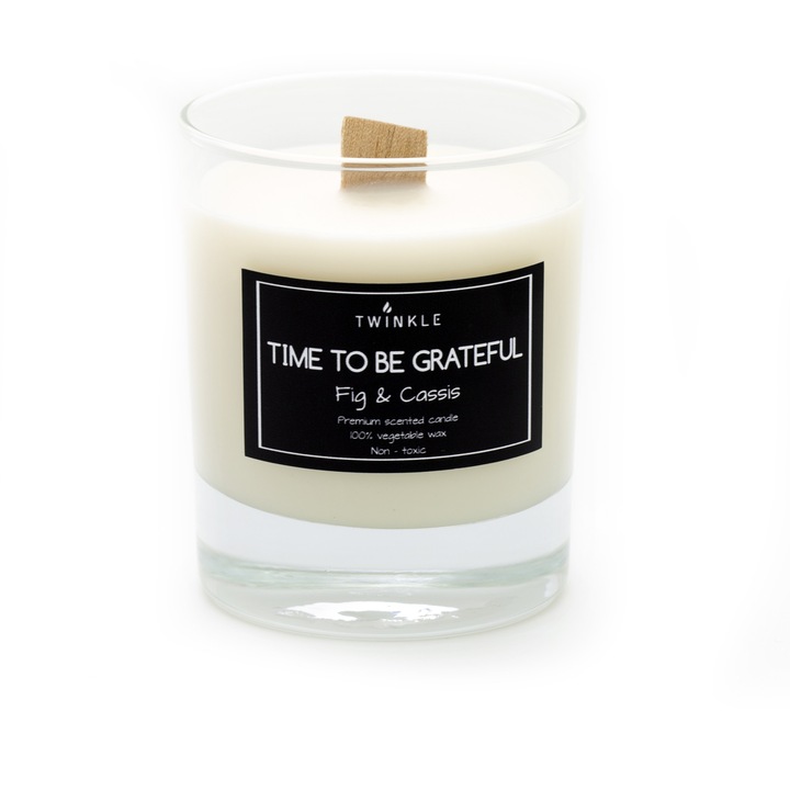 Lumanare parfumata din ceara soia, fitil lemn, TWINKLE, Smochine si Coacaze