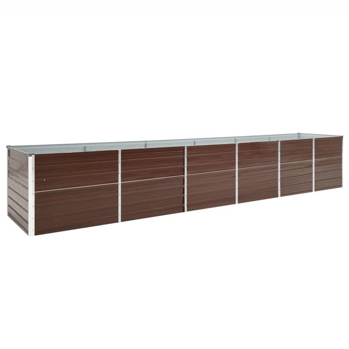 Strat inaltat de gradina vidaXL, maro, 480x80x77 cm, otel galvanizat, 25.24 Kg