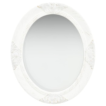Oglinda de perete in stil baroc, vidaXL, Lemn, 50 x 60 cm, Alb Oglinda de perete in stil baroc, vidaXL, Lemn, 50 x 60 cm, Alb