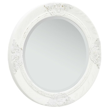 Oglinda de perete in stil baroc, vidaXL, Lemn, 50 cm, Alb Oglinda de perete in stil baroc, vidaXL, Lemn, 50 cm, Alb