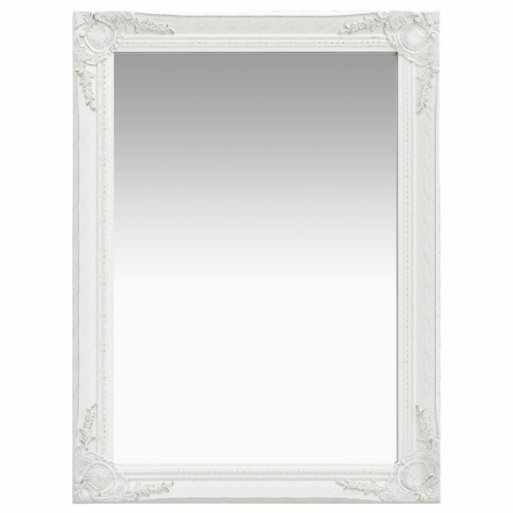 Oglinda de perete, vidaXL, Lemn, 60 x 80 cm, Alb