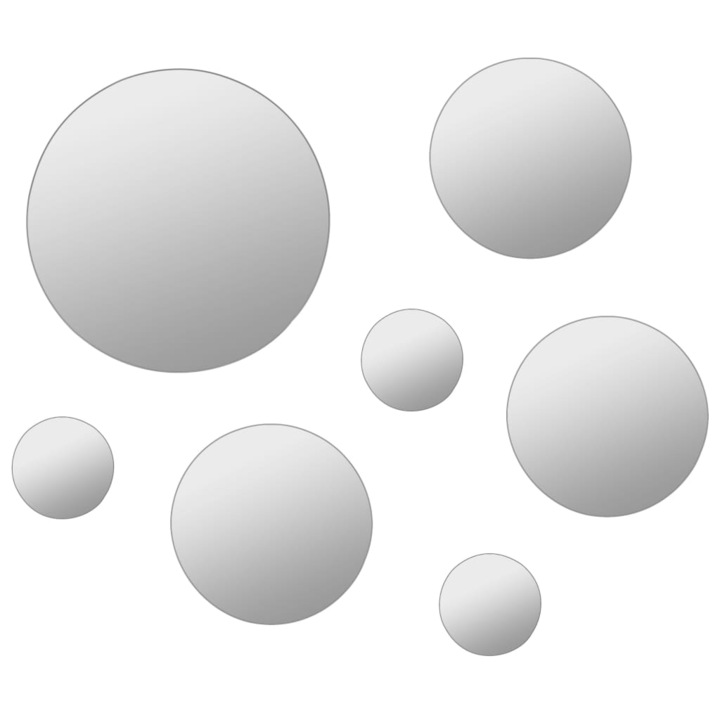 Комплект стенни огледала vidaXL, 7 броя, Стъкло, Сребро