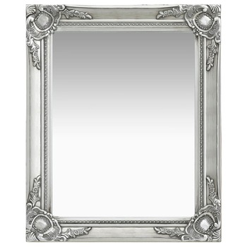 Oglinda de perete in stil baroc, vidaXL, Lemn, 50 x 60 cm, Argintiu Oglinda de perete in stil baroc, vidaXL, Lemn, 50 x 60 cm, Argintiu