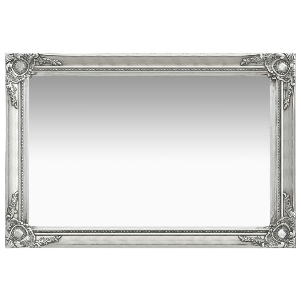 Oglinda de perete in stil baroc dreptunghiulara, vidaXL, Lemn, 60 x 40 cm, Argintiu