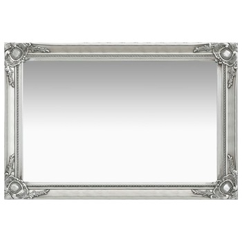 Oglinda de perete in stil baroc dreptunghiulara, vidaXL, Lemn, 60 x 40 cm, Argintiu Oglinda de perete in stil baroc dreptunghiulara, vidaXL, Lemn, 60 x 40 cm, Argintiu