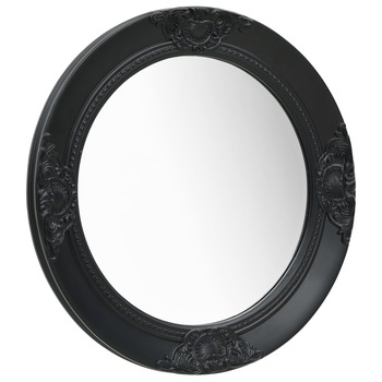 Oglinda de perete in stil baroc, vidaXL, Lemn, 50 cm, Negru