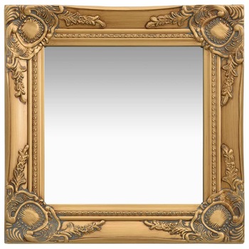 Oglinda de perete in stil baroc, vidaXL, Lemn, 40 x 40 cm, Auriu Oglinda de perete in stil baroc, vidaXL, Lemn, 40 x 40 cm, Auriu