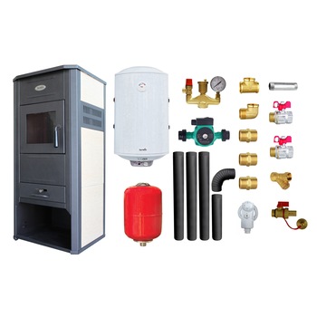 Pachet Termosemineu pe lemne, brichete si carbune Fornello Ambasador E, Ivory, 22 kW, 49x45x103 cm, boiler termoelectric 100l, vas expansiune, pompa circulatie, kit evacuare si kit montaj Pachet Termosemineu pe lemne, brichete si carbune Fornello Ambasador E, Ivory, 22 kW, 49x45x103 cm, boiler termoelectric 100l, vas expansiune, pompa circulatie, kit evacuare si kit montaj