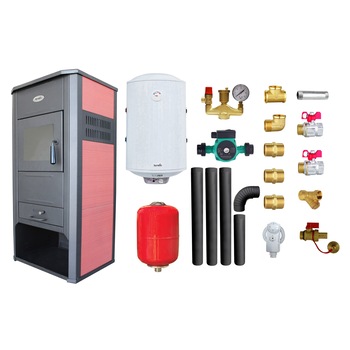 Pachet Termosemineu pe lemne, brichete si carbune Fornello Ambasador E, Bordeaux, 22 kW, 49x45x103 cm, boiler termoelectric 100l, vas expansiune, pompa circulatie, kit evacuare si kit montaj Pachet Termosemineu pe lemne, brichete si carbune Fornello Ambasador E, Bordeaux, 22 kW, 49x45x103 cm, boiler termoelectric 100l, vas expansiune, pompa circulatie, kit evacuare si kit montaj