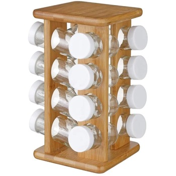 Sistem de depozitare condimente, Capacitate 16 , 17 x 17 x 28 cm, Maro Sistem de depozitare condimente, Capacitate 16 , 17 x 17 x 28 cm, Maro