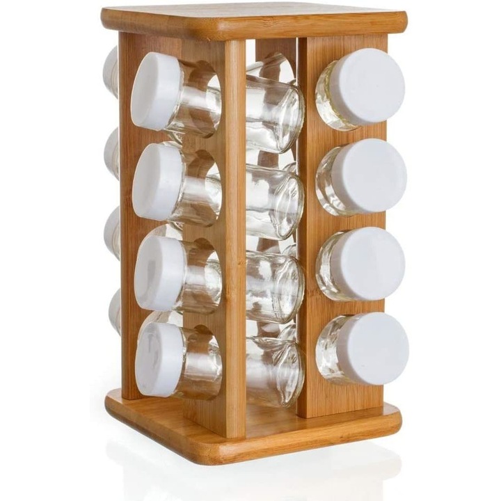 Sistem de depozitare condimente, Capacitate 16 , 17 x 17 x 28 cm, Maro